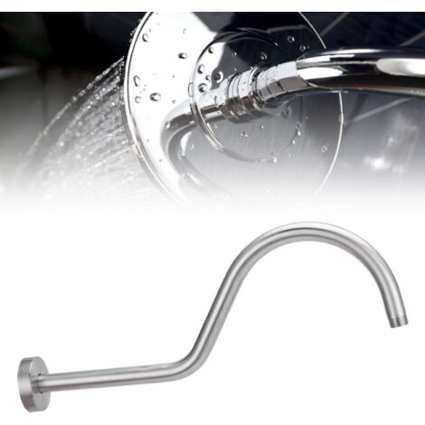 Wandmontierter Duscharm mit 43 cm (17 Zoll) langer NPT 1/2-Verlängerungsstange [Duscharm und dekorative Abdeckung] Set aus gebürstetem Edelstahl, Badezimmerzubehör