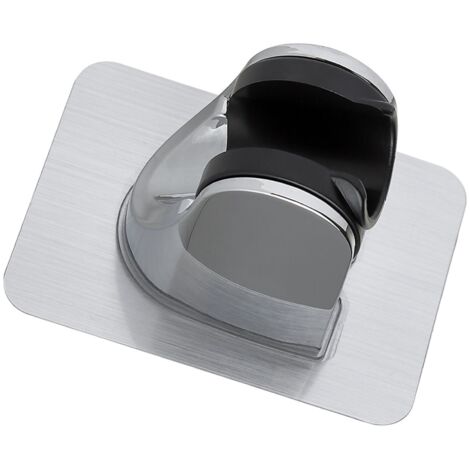 Wandmontierter Duschkopfhalter ohne Bohren, mit starker Klebebefestigung und Winkelverstellung, Metall und ABS, 62 g, 9,5 x 7 x 6 cm.