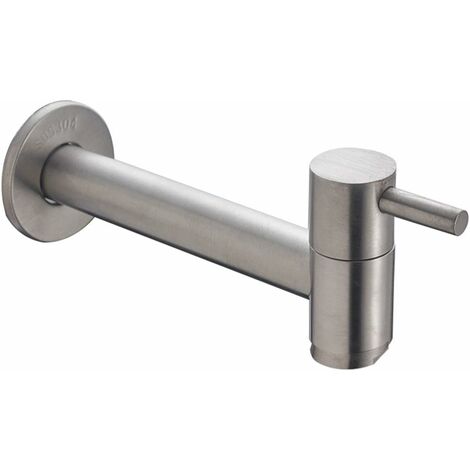 Wandmontierter Edelstahl-Wasserhahn für Kaltwasser-WC, Waschtischarmaturen, Mopp für Teich, Garten, Nickel gebürstet