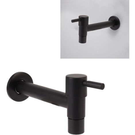 Wandmontierter Einhebel-Kaltwasserhahn aus Edelstahl G1/2 304, schwarz, für Waschen/Pool