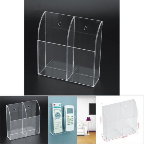 Wandmontierter Fernbedienungs-Organizer  Transparenter Acrylhalter für Klimaanlagenfernbedienung und Smartphone  2-Fächer-Etui mit Befestigungsmaterial  Wandmontage für optimale Organisation