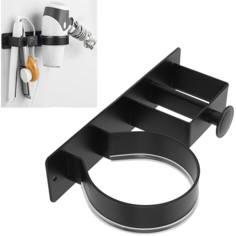 Wandmontierter Haartrocknerhalter aus Aluminium mit stabiler Konstruktion und minimalistischem Design für Haartrockner und Glätteisen.