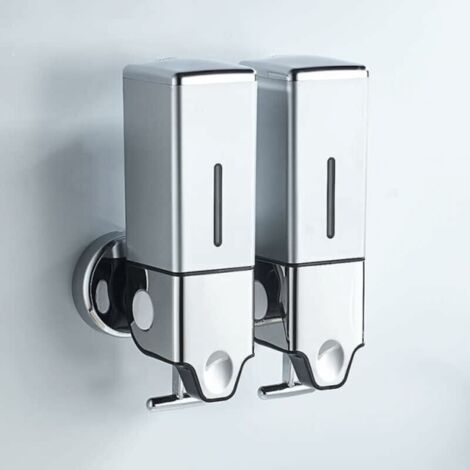 Wandmontierter Handseifen-, Dusch- und Lotionspender für Badezimmer, Küche, Markt, Hotel, Restaurant (1000 ml, Silber)