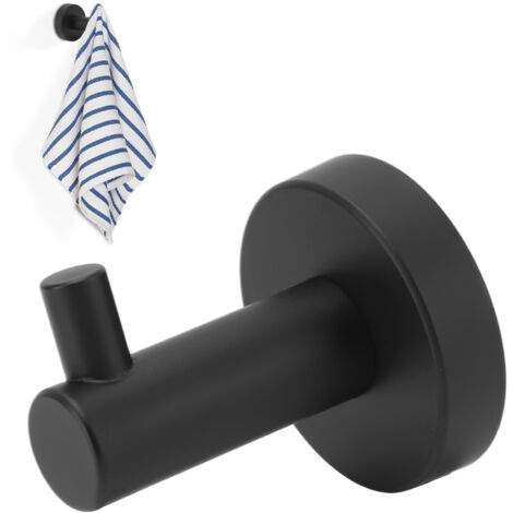 Wandmontierter Handtuchhalter aus Edelstahl 304 für Dusche, Bademantel und Mütze – Modernes schwarzes Accessoire für Bad und Küche