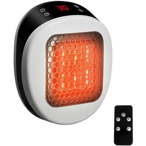 Wandmontierter Heizlüfter mit Fernbedienung, Mini-Keramik-Heizlüfter, 600 W, 15–32 °C, 1–12-Stunden-Timer, Thermostatsystem, geräuscharm, leises Heizen (Weiß)