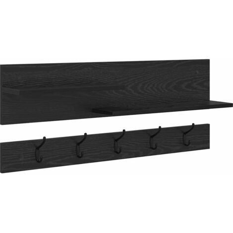 Wandmontierter Kleiderständer mit Regal Schwarz Eichen-Optik vidaXL