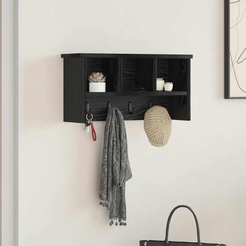 Wandmontierter Kleiderständer Schwarze Eiche 50 X 16 X 26 Cm Vidaxl