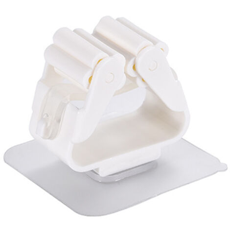 Wandmontierter Mopphalter mit doppelseitiger Klebebefestigung – Aufbewahrungshaken für Haushaltsutensilien (Kunststoff, 6 x 6 x 4,5 cm, mehrfarbig, 22 g) – 1 Stück