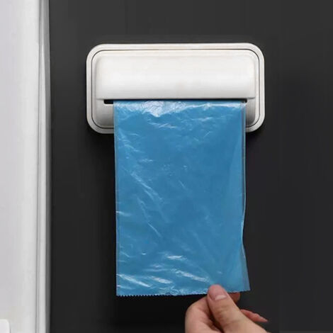 Wandmontierter Müllbeutelspender, bohrfreier Plastikbeutelhalter, Spender für Küche und Haushalt, weiß
