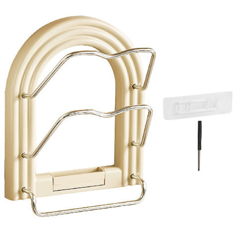 Wandmontierter Organizer für Topfdeckel aus Aluminiumlegierung, platzsparend, ohne Bohren, Küchenhandtuchhalter.