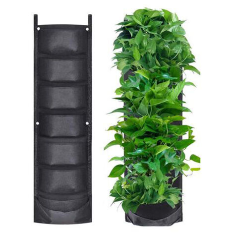 Wandmontierter Pflanzsack mit 7 Fächern, 100 x 30 cm, für Gemüse, Obst und Blumen vertikaler Pflanzsack für den Garten