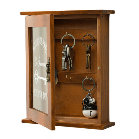 Wandmontierter Schlüsselkasten aus Holz mit Retro-Acryltür – Eleganter und langlebiger Schlüsselorganizer
