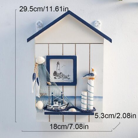 Wandmontierter Schlüsselorganizer und Aufbewahrungsbox  Boxonastique  Holzbox mit 6 Haken  Kleine, dekorative Truhe im maritimen Stil, praktisch für den täglichen Gebrauch