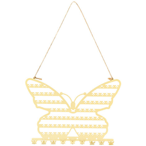 Wandmontierter Schmuckhalter aus Metall mit 7 Ebenen in schicker und praktischer Schmetterlingsform (gold)