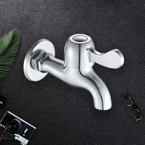 Wandmontierter Spültisch-Mischhahn (1/2 Zoll, Kaltwasser), Außenbereich/Garten, Messing/Chrom-Wasserhahn