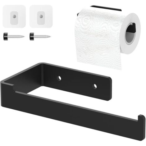 Wandmontierter Toilettenpapierhalter aus Edelstahl, zur Klebe- oder Bodenmontage, schwarz, für Küche/Toilette