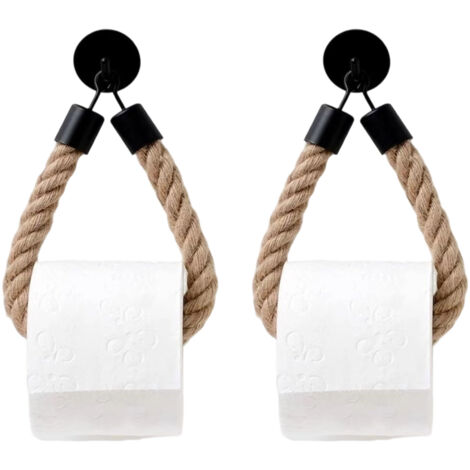 Wandmontierter Toilettenpapierhalter aus Hanfseil, kein Bohren erforderlich, handgewebt aus Baumwolle und Hanf.