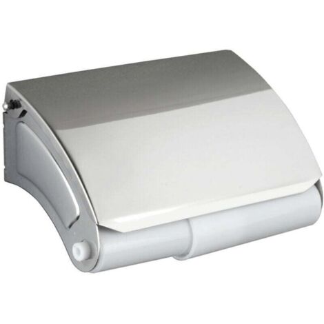 Wandmontierter Toilettenpapierhalter mit Deckel, Basic, Edelstahl, 14 x 7,5 x 8,5 cm, poliert