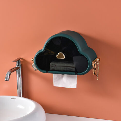 Wandmontierter Toilettenpapierhalter mit wasserfesten Seitenhaken, schlichtes und elegantes Design fürs Badezimmer – Smaragdschwarz