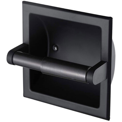 Wandmontierter Toilettenpapierhalter, schwarzer Edelstahl 304 mit Chromoberfläche – Einbaurollenhalter für das Badezimmer, einfache Montage
