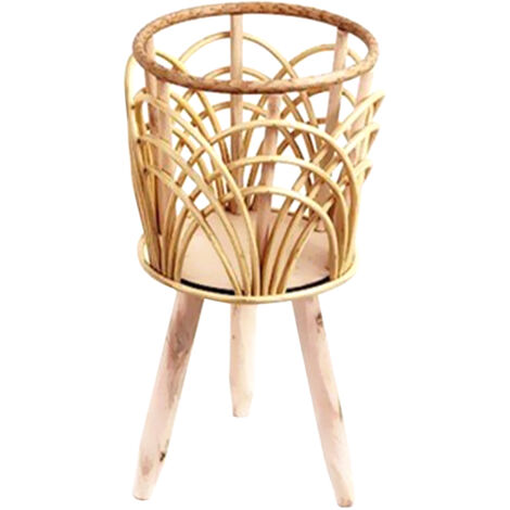 Wandmontierter und freistehender Blumentopf aus Rattan, abnehmbares Modell 20x18x41 cm, für Balkon, Wohnzimmer oder Esszimmer