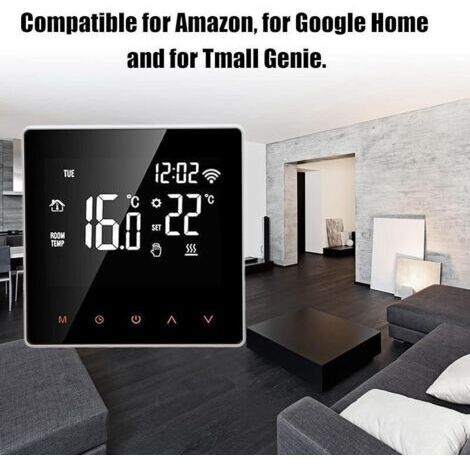 Wandmontierter vernetzter Thermostat, WLAN für Heizkessel, ME81H AC 230V WLAN-Smart-Thermostat, LCD-Display Smart-Thermostat Fußbodenheizungsthermostat (16A, weiße Rückseite, orangefarbene Tasten)