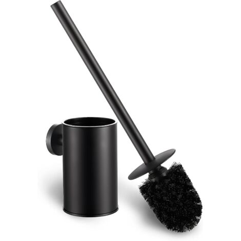 Wandmontierter WC-Bürstenhalter, Mattschwarz – Edelstahl 304, Tragkraft 5 kg, Klebemontage (kein Bohren erforderlich) – Für den privaten und gewerblichen Gebrauch, hygienisches Zubehör
