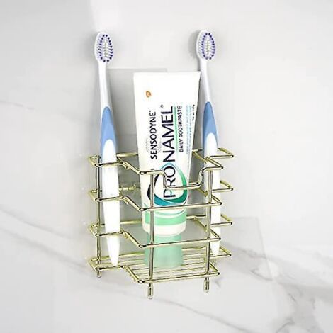 Wandmontierter Zahnbürstenhalter (gold), geeignet für Badezimmer, Dusche, elektrische Zahnbürste, Zahnbürstenhalter aus Edelstahl.