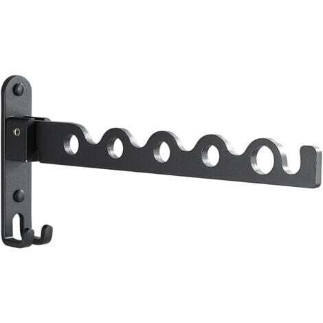 Wandmontierter, zusammenklappbarer Wäscheständer aus schwarzem Aluminium, schwarzer Badezimmer-Wäscheständer