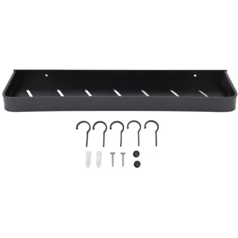 Wandmontiertes Duschregal aus Aluminium mit Haken, große Ablagefläche 50 cm, vielseitiger Organizer für Bad und Toilette.