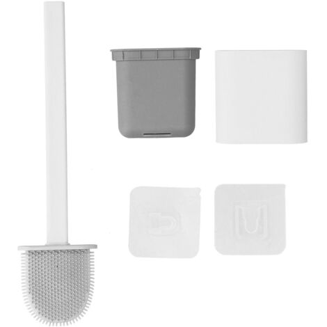 Wandmontiertes WC-Bürstenset für Badezimmer – Reinigung zu Hause und im Hotel, Weiß