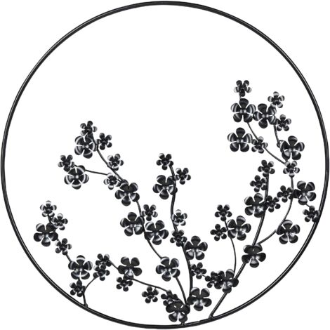 Wandobjekt Blume STRONTIUM Metall 70 cm Schwarz