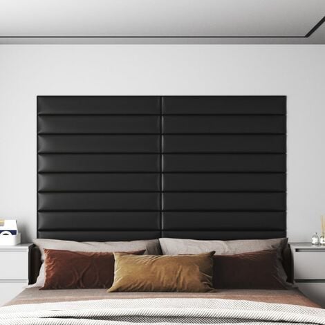 Wandpaneele 12 Stk. Dekorpaneel Wandverkleidung Schwarz 90x15 cm Kunstleder 1,62 m² FRJR463249 MaisonChic