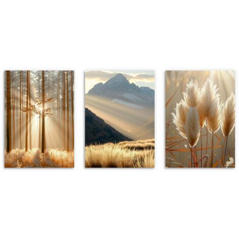 Wandposter, Naturposter, Berge, Sonnenuntergänge, Plakate, 3x 30x40cm