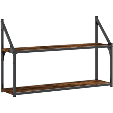 Wandregal 2 Fächer Räuchereiche 80x21x51 cm Holzwerkstoff vidaXL