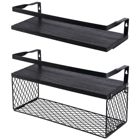 Wandregal 2er-Set, Wandmontage Schwebende Regale, Dekorative Regale ,Wandgarderoben, für Bücher, Wohnzimmer, Küche, Badezimmer