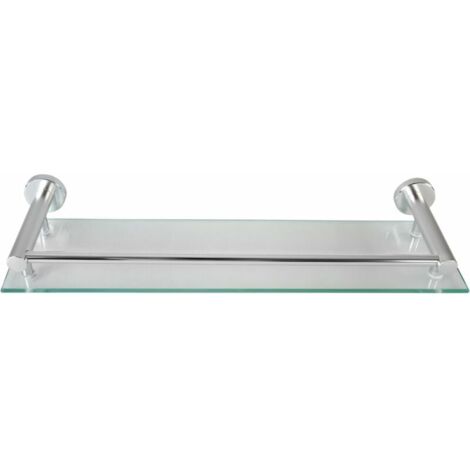 Wandregal aus gehärtetem Glas und Aluminium für das Badezimmer, 40 cm, silber