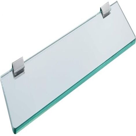 Wandregal aus gehärtetem Glas und klarem Edelstahl mit verchromter Halterung für Badezimmer, Schlafzimmer, Küche, Balkon