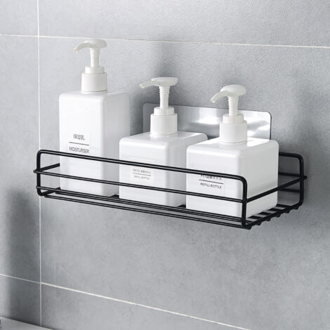 Wandregal aus Schmiedeeisen mit Saugnäpfen für Badezimmer – Organizer für Toilettenartikel – 27,5 x 11 x 5,5 cm – Maximale Traglast 3 kg