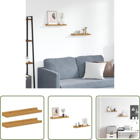 Wandregal Beige -  Wandregal mit Regal 2 pcs Beige 40 x 9 x 3 cm Holzwerkstoff