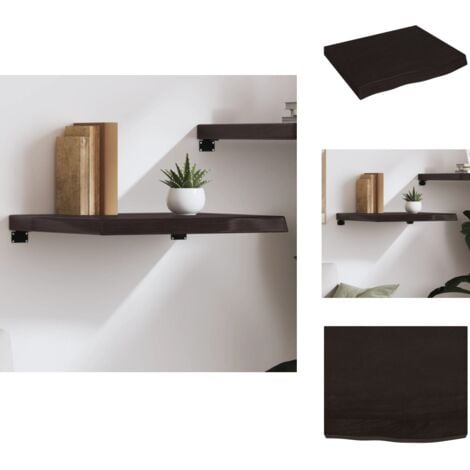 Wandregal Dunkelbraun 60x50x(2-6) cm Massivholz Eiche Behandelt - Wandregal - Eichendielen - Holzmöbel - Rustikal - Wohnraum Dekoration