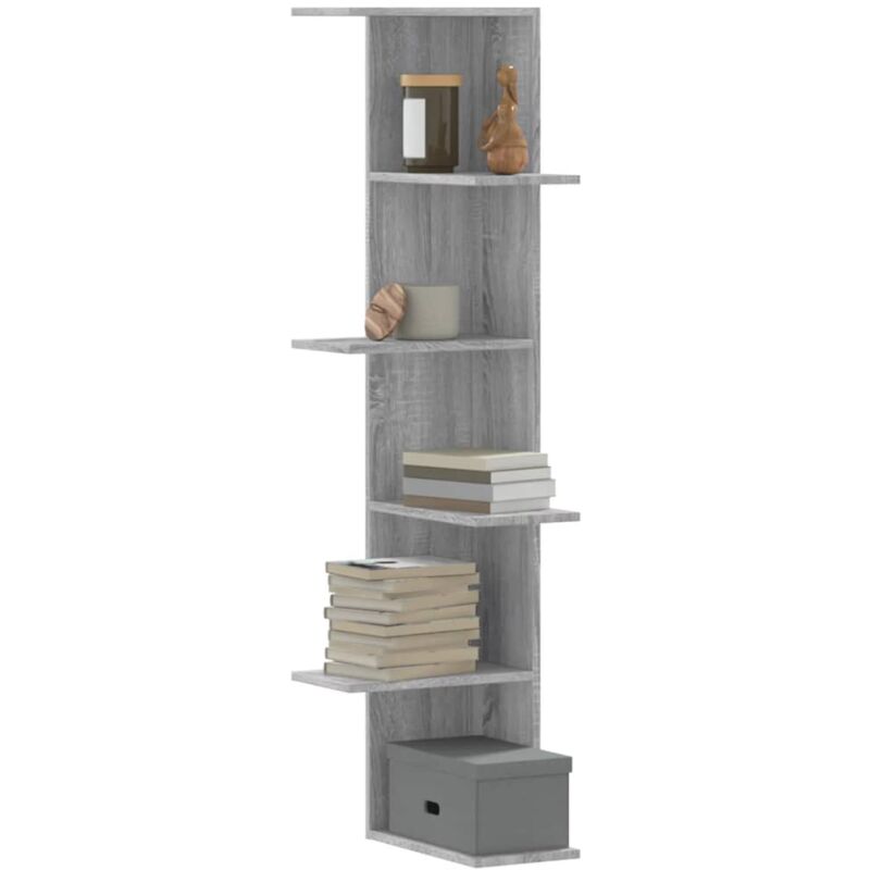 Wand-eckregal Grau Sonoma 36, 5x36, 5x140 Cm Holzwerkstoff Vidaxl