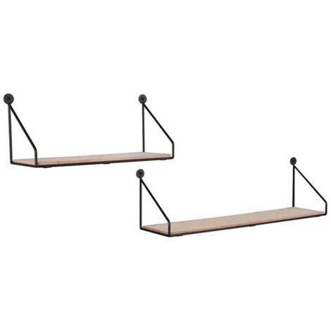 Wandregal Flurregal Küchenregal Metallregal schwarz Holzoptik H 13 cm 2er Set