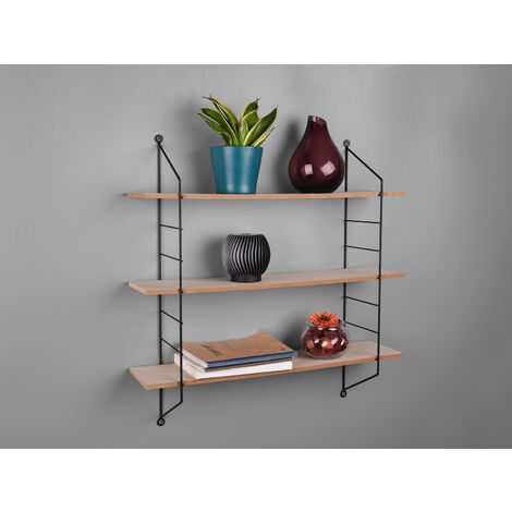 Wandregal Hängeregal Küchenregal schwarz 3 Böden Wohnzimmerregal H 60 cm