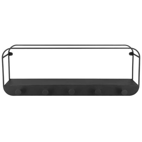 Wandregal Hängeregal Schweberegal 5 Haken Küchenregal Flurregal schwarz B 50 cm