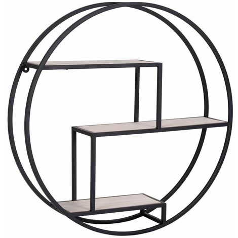 Wandregal Isa Rund Schwarz und Natur House Nordic - Mehrfarbig