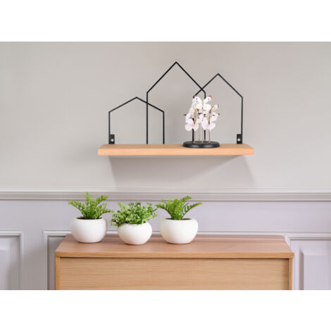 Wandregal JOLEEN aus Holz Natur und Metall Schwarz, Breite 48cm