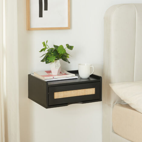Wandregal Ljuredsø mit Schublade 40x30x16,5 cm Schwarz [en.casa]