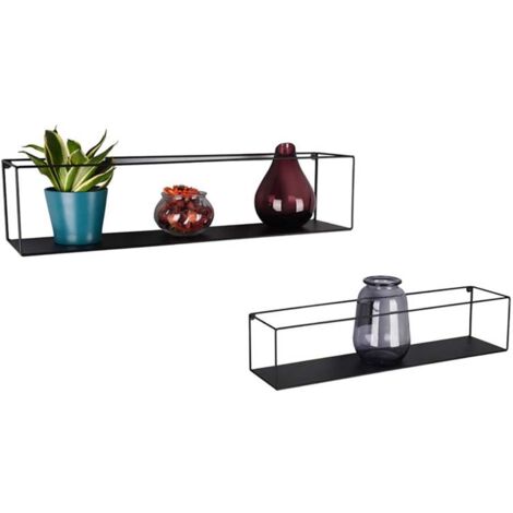 Wandregal Metallregal Flurregal schwarz Wohnzimmerregal Industriell 2er Set