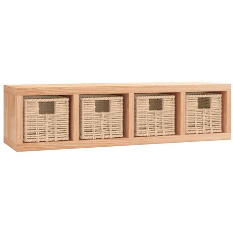 Wandregal mit Körben 62x18x16 cm Massivholz Nussbaum vidaXL